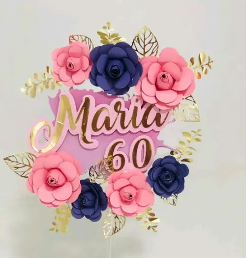 Topo de Bolo com Flores