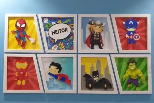 Painel de Molduras Heróis Cute