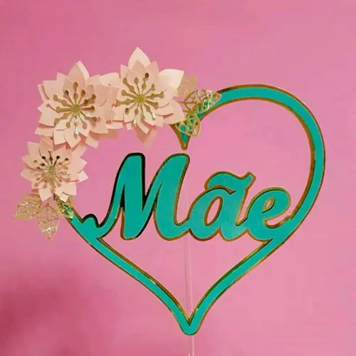 Topo Mãe Coração c/ Flores