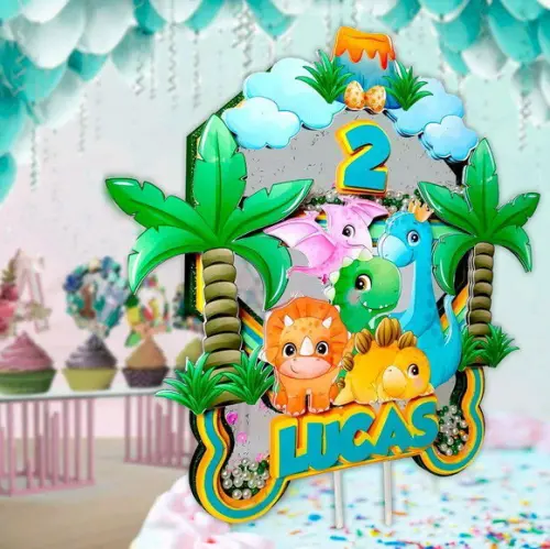 Topo Dinossauros Cute Efeito Shaker