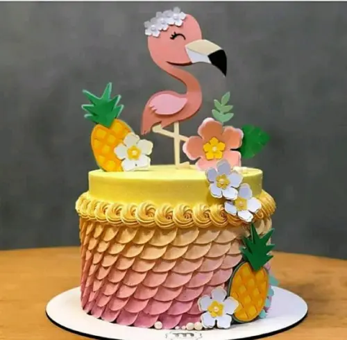 Topo de Bolo Flamingo Cute