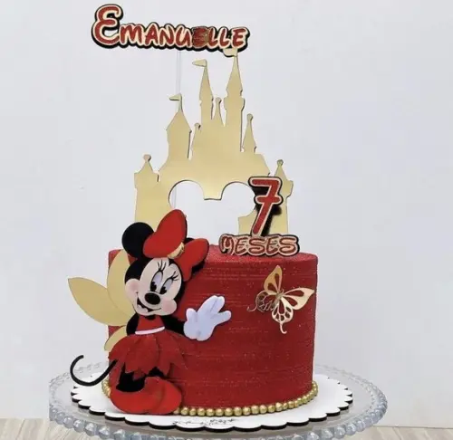 Topo de Bolo Minnie Fadinha Castelo