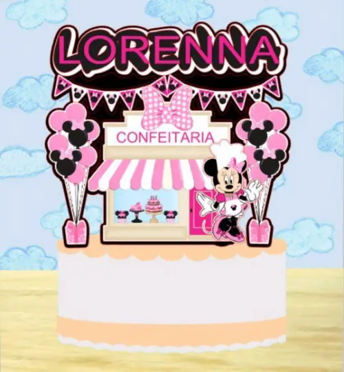 Topo de Bolo Confeitaria da Minnie