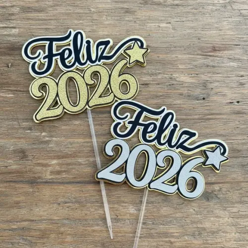 Topo de Bolo Feliz 2026