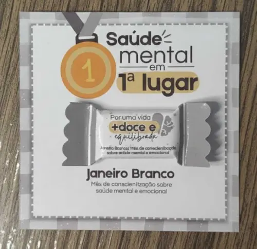 Balinha com Card Janeiro Branco Quadrado