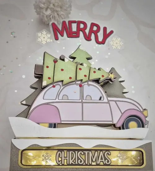 Cake Topper Merry Christmas Auto