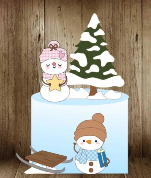 Topo com Dois Bonecos de Neve