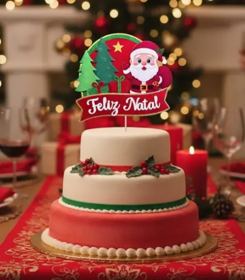 Topo de Bolo 5 Feliz Natal 2025