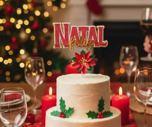 Topo de Bolo 8 Natal Feliz 2025
