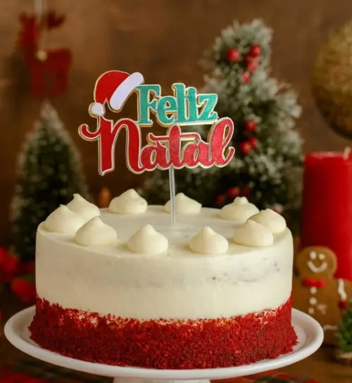 Topo de Bolo 12 Feliz Natal 2025