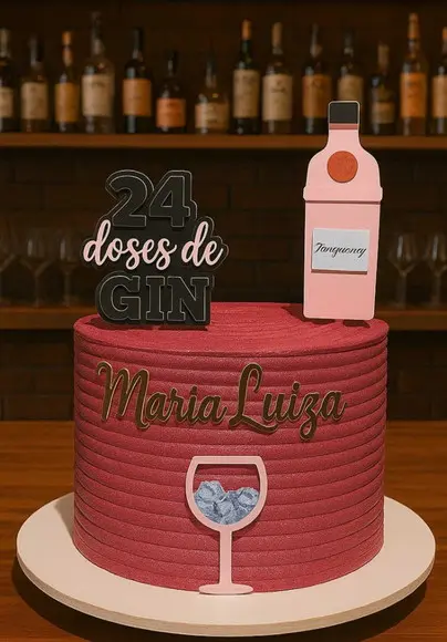 Topo de Bolo Drinks Gin Tônica