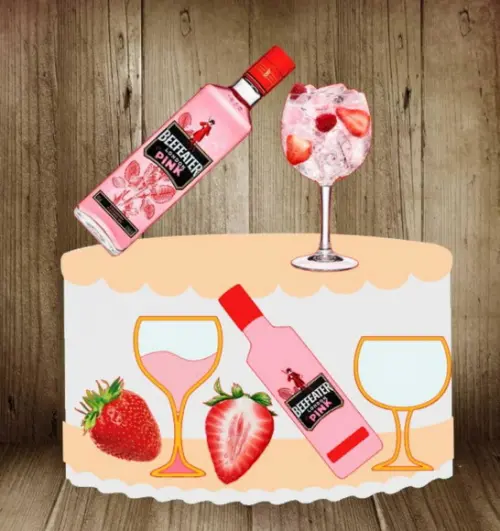 Topo de Bolo Gin Beefeater Pink