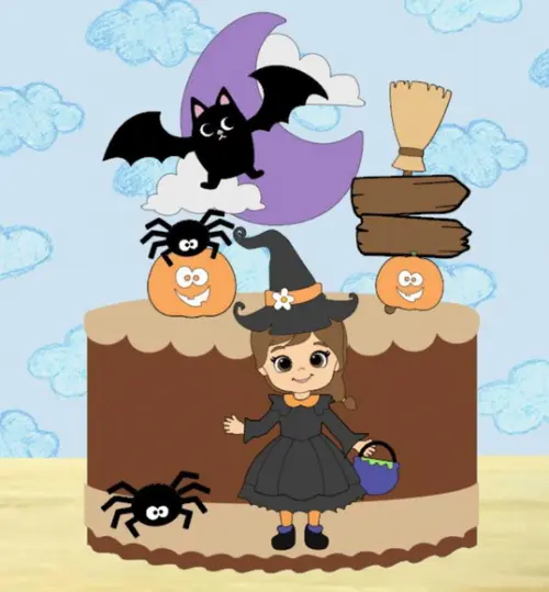 Topo Halloween Bruxinha com Placa