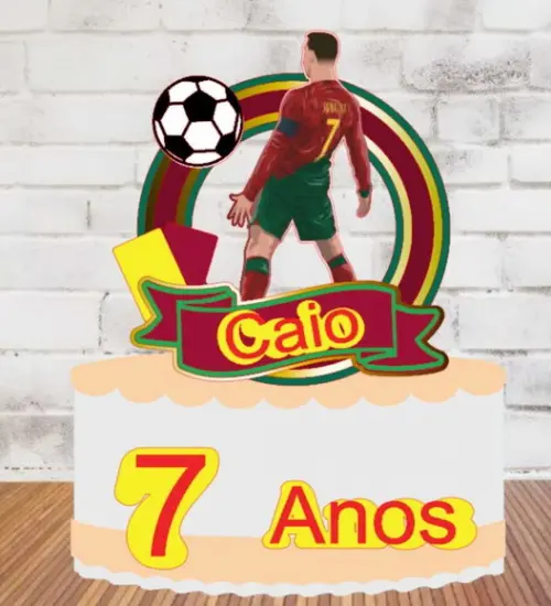Topo de Bolo Cr7 Circular