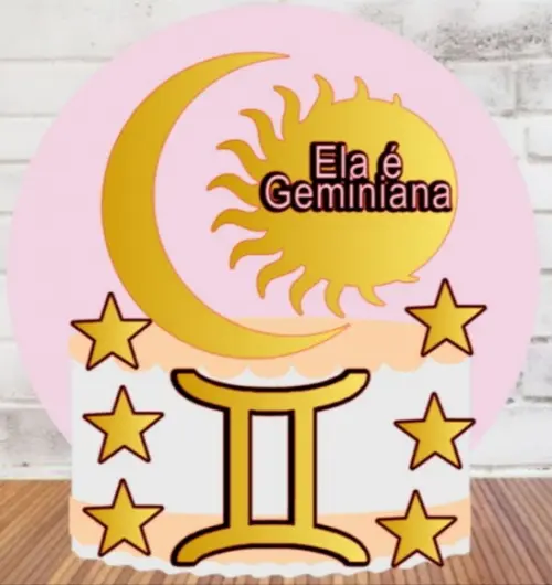 Topo de Bolo Signos Gêmeos
