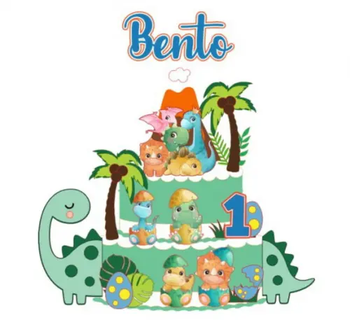 Topo de Bolo Dino Baby Metade