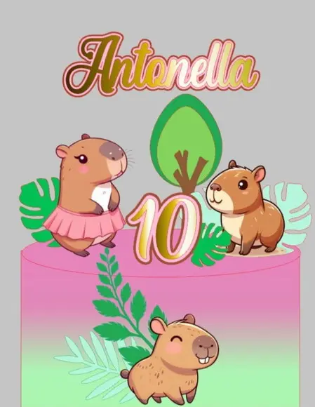 Topo de Bolo Capivara Menina