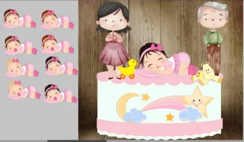 Topo Avós e Bebê Menina