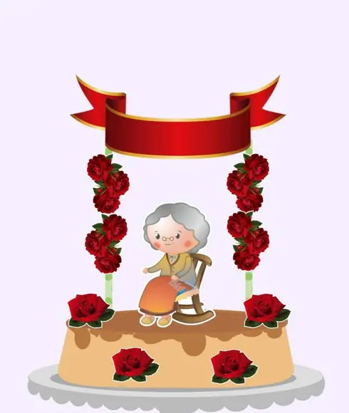Topo de Bolo Vovó com Rosas