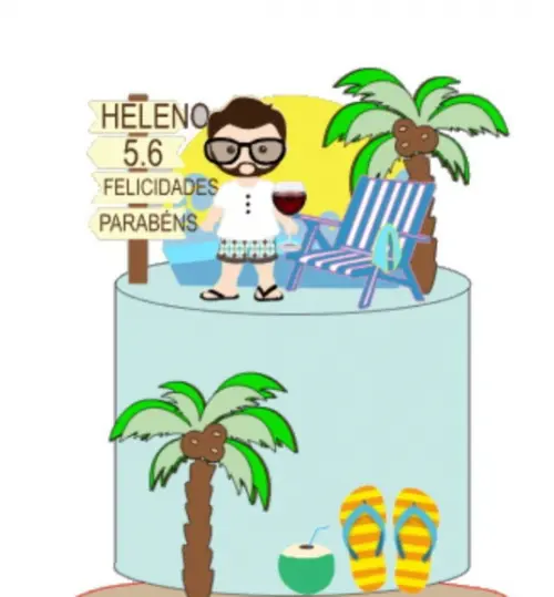 Topo Aniversário Homem na Praia