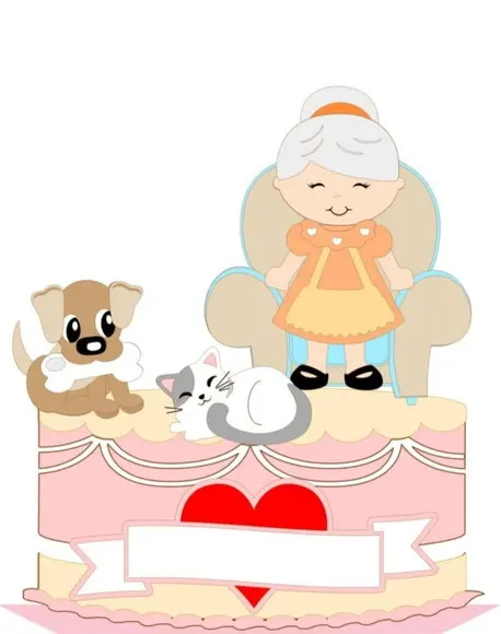 Topo de Bolo Vovó com Pets