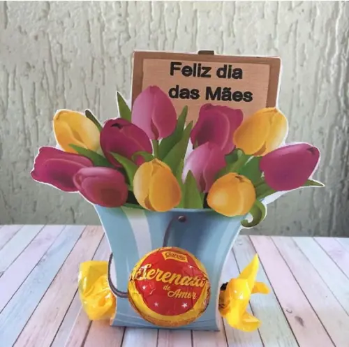 Baldinho de Flores Bombom Dia das Mães