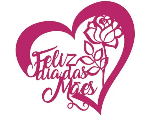 Topo Vazado Flor Feliz Dia das Mães