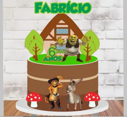 Topo Shrek Gato e Burro