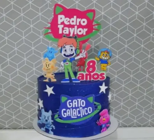 Topo de Bolo Gato Galactico 2
