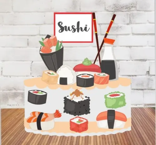 Topo de Bolo Sushi Elementos