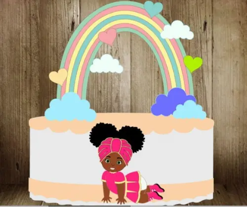 Topo Baby Afro Arco Iris
