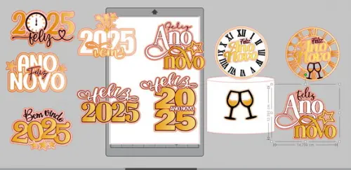 Kit 1 Topos Feliz Ano Novo 2025