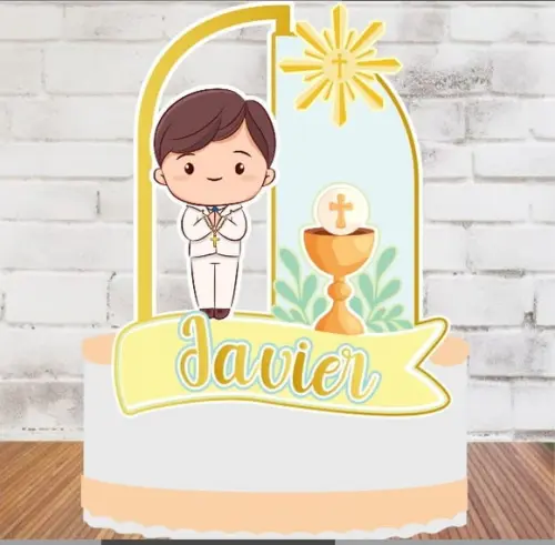 Topper Shaker Primeira Comunhão Menino