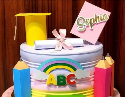 Topo Formatura Abc Lápis_capelo_canudo_livro 3d