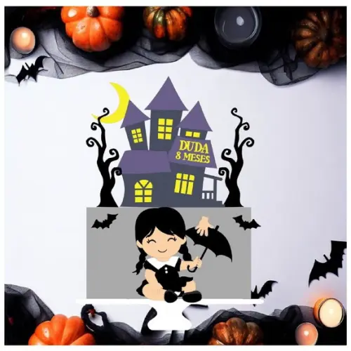Topo Wandinha Sentada Halloween
