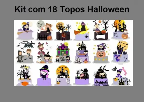 Kit com 18 Topos Halloween