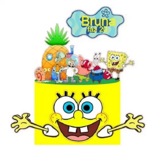 Topo Bob Esponja com Rosto Camada