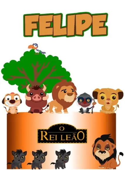 Topo de Bolo Rei Leão Cute
