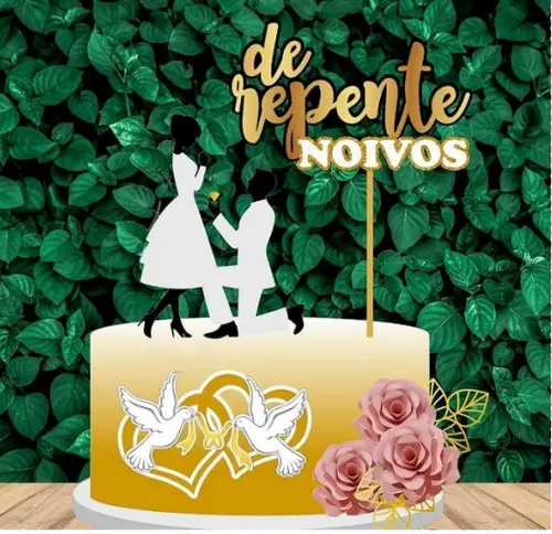 Topo Derepente Noivos com Rosa 3d