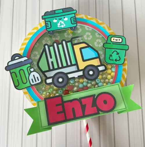 Topo de Bolo Caminhão do Lixo