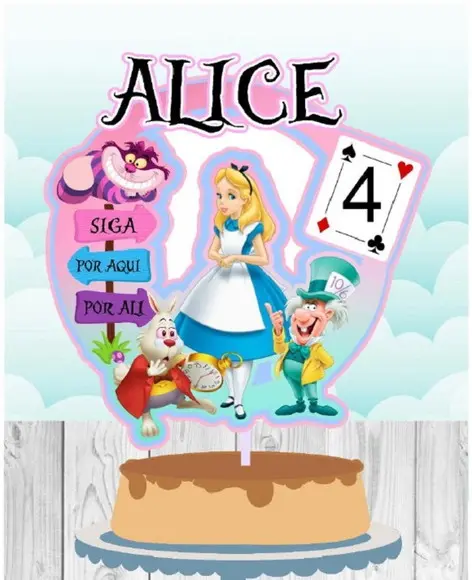 Topo de Bolo Alice Circular