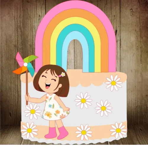 Topo Menina Cata Vento e Arco Iris
