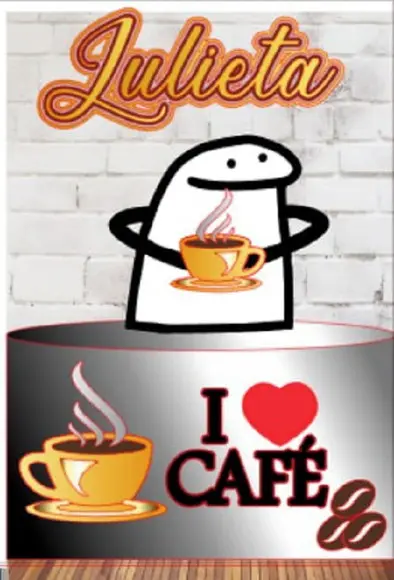 Topo de Bolo Flork Eu Amo Café