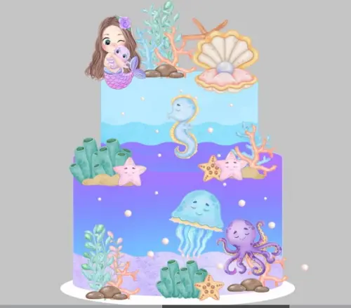 Topo Fundo do Mar Aquarela Sereia