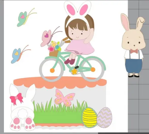 Topo Menina na Bicicleta Pascoa