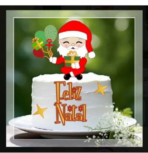 Topo Papai Noel Sentado com Baloes