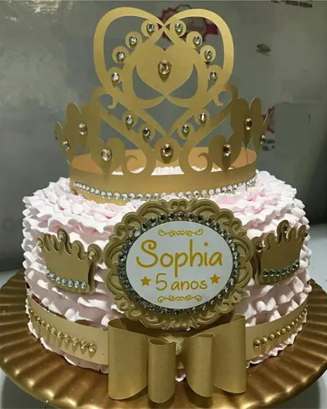 Topo de Bolo Princesa Dourado