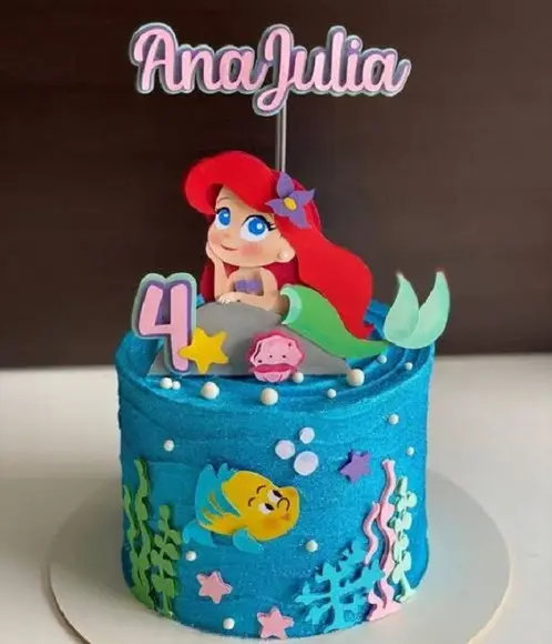 Topo de Bolo Sereia Ariel Cute