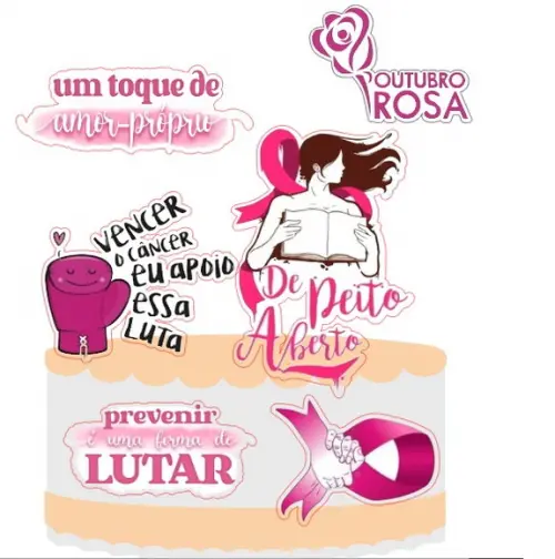 Topo de Bolo Outubro Rosa 2