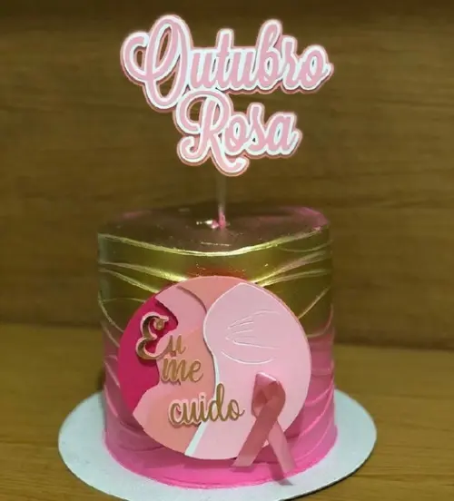 Topo de Bolo Outubro Rosa